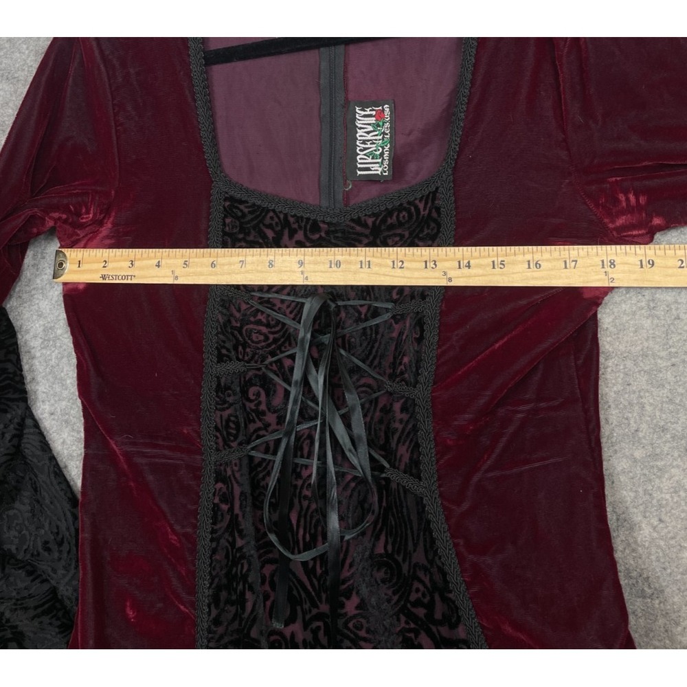 Vintage Lip Service Dress Red Black XL Velvet Gothic Renaissance Vampire - Picture 7 of 16